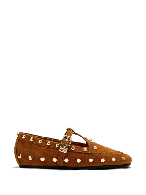 GANNI stud-embellished ballet flats Brown D1020021