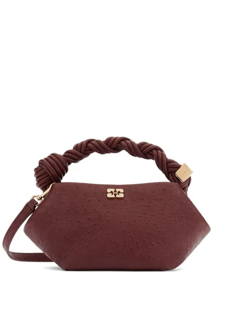 GANNI mini Bou ostrich-effect tote bag Red C2100009