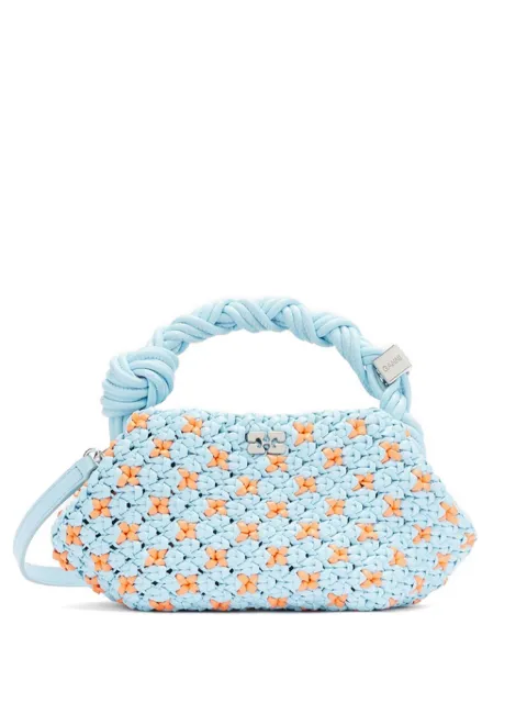 GANNI mini Bou braided tote bag Blue C2100016