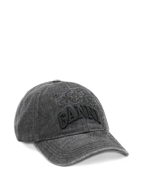 GANNI cap in embroidered denim Grey B3020214