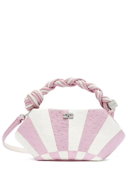 GANNI Bou striped leather shoulder bag Pink C2100004