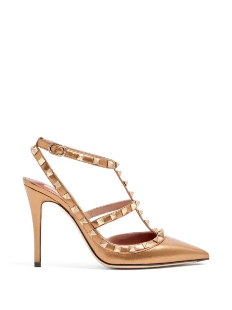 Valentino Garavani Rockstud pumps in laminated nappa leather Gold WS0393QKH