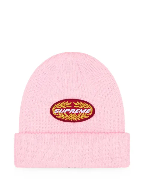 Supreme logo-patch beanie hat Pink SU27406