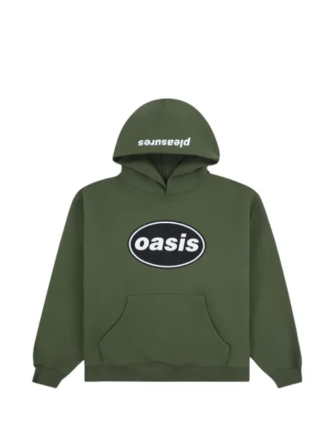 Pleasures Knebworth logo-print hoodie Green P26OA005