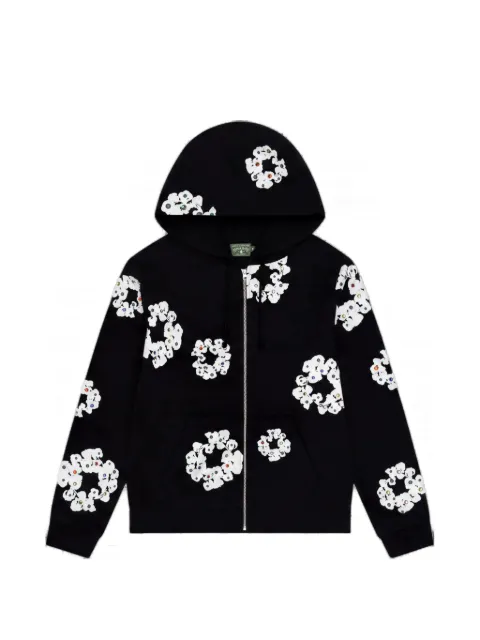 Denim Tears Cotton Wreath rhinestone-studded hoodie Black DT591