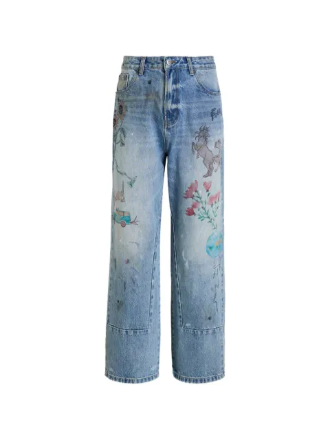 FOUND graphic-print panelled jeans Blue FOSS26DP060126371