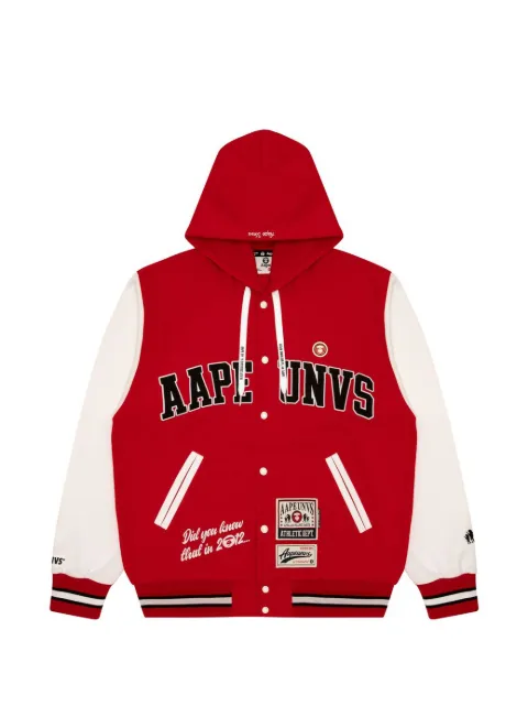 AAPE BY *A BATHING APE® Moonface hooded baseball jacket Black AAPSWMB301XXM
