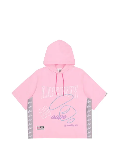 AAPE BY *A BATHING APE® Moonface embroidered short-sleeve hoodie Pink AAPTEW1319XXK