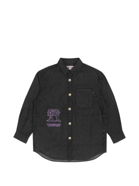 AAPE BY *A BATHING APE® logo-embroidered button-down cotton shirt Black AAPSTW8408XXI