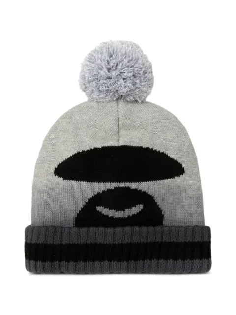 AAPE BY *A BATHING APE® Moonface pom-pom beanie hat Grey AAPHTM5140XXJ