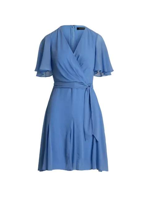 Lauren Ralph Lauren wrap-style flutter-sleeve mini dress Blue 250938944003