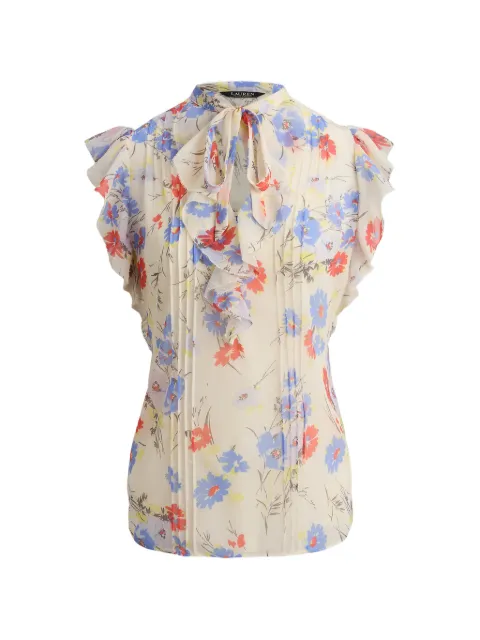 Lauren Ralph Lauren floral-print ruffled blouse Neutrals 200P08687001