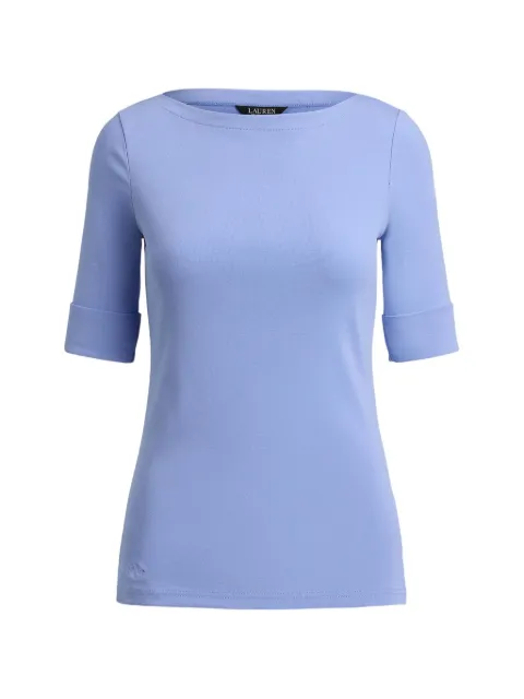 Lauren Ralph Lauren boat-neck turn-up-cuff T-shirt Blue 200654963199
