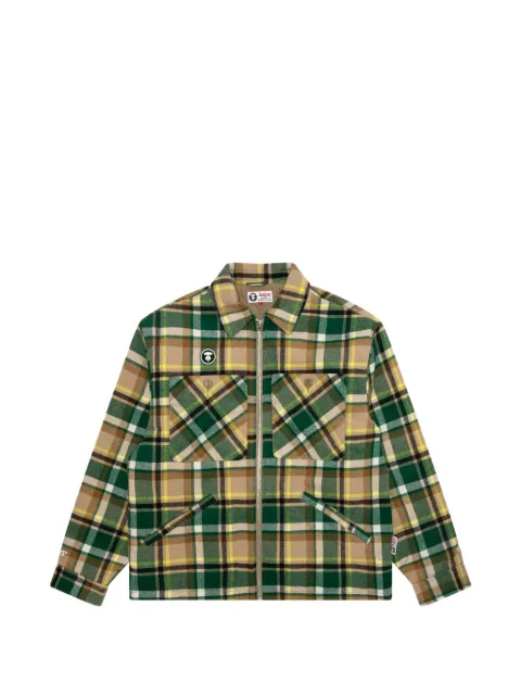 AAPE BY *A BATHING APE® Moonface plaid zip jacket Green AAPJKM7544XXJ