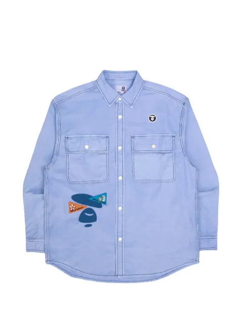 AAPE BY *A BATHING APE® Moonface embroidered graphic-patch shirt Purple AAPSTM8440XXK