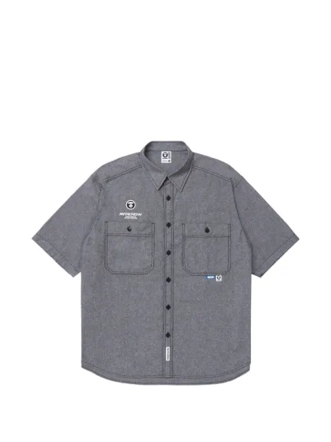 AAPE BY *A BATHING APE® Moonface embroidered short-sleeve shirt Grey AAPSRM8436XXK