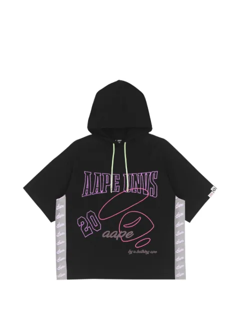 AAPE BY *A BATHING APE® Moonface embroidered short-sleeve hoodie Black AAPTEW1319XXK