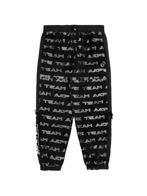 AAPE BY *A BATHING APE® Moonface-patch monogram track pants Black AAPPTM6938XXJ