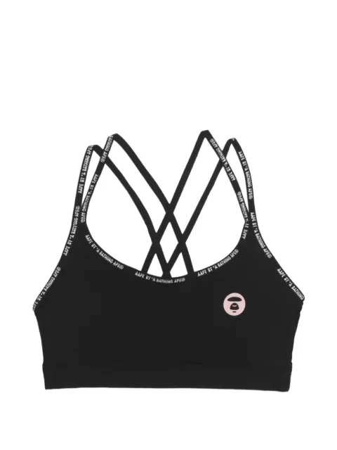 AAPE BY *A BATHING APE® Moonface criss-cross sports bra Black AAPUWW4973XXJ