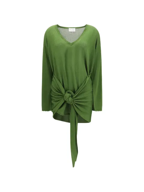 The Attico knot-detail V-neck mini dress Green 260WCA00418KVV092AA