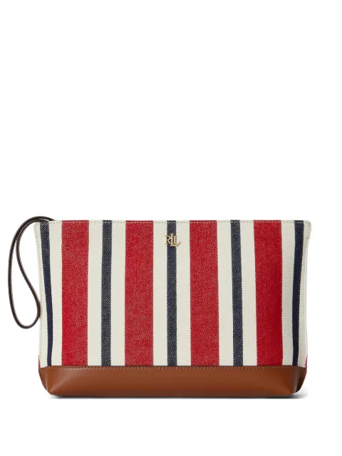 Lauren Ralph Lauren striped canvas clutch bag Red 432P10518002