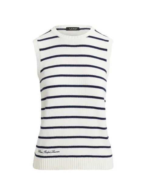 Lauren Ralph Lauren striped sleeveless sweater White 200P03501001