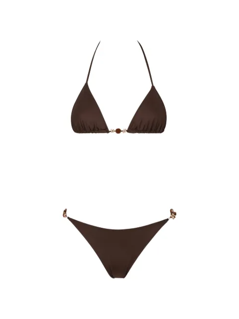 Anjuna bead-embellished triangle bikini Brown C48