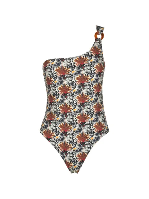 Anjuna floral-print one-shoulder swimsuit Neutrals C07