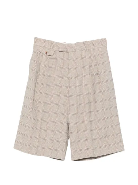 Drôle De Monsieur check-pattern pleated shorts Neutrals KBS174CO251