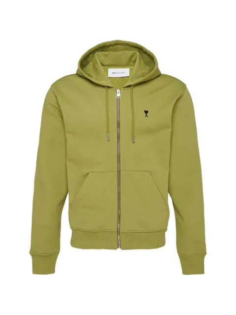 AMI Paris Ami De Coeur zip-fastening hoodie Green SS26HSW76573000A