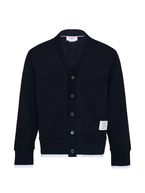 Thom Browne V-neck chunky-trim cardigan Blue SS26MJT566AJ024100
