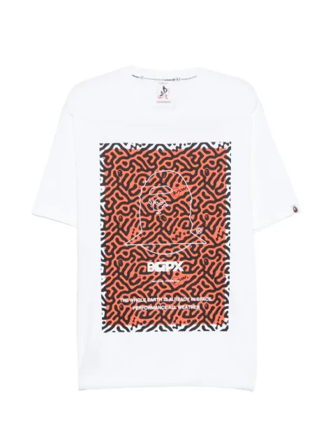 A BATHING APE® graphic-print drawstring T-shirt Silver 001CSM331904C