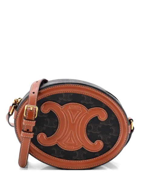 Celine Pre-Owned Triomphe Oval Triomphe Coated Canvas and Leather crossbody bag Brown EUUHER2G61DRRTP3