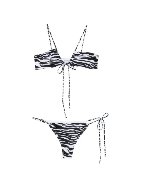 The Attico zebra-print tie-fastening bikini White 260WBC00013PAA116PR
