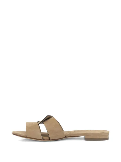 Sergio Levantesi Aria crossover-strap suede slides Neutrals ARIA6CAMOSCIOSAND