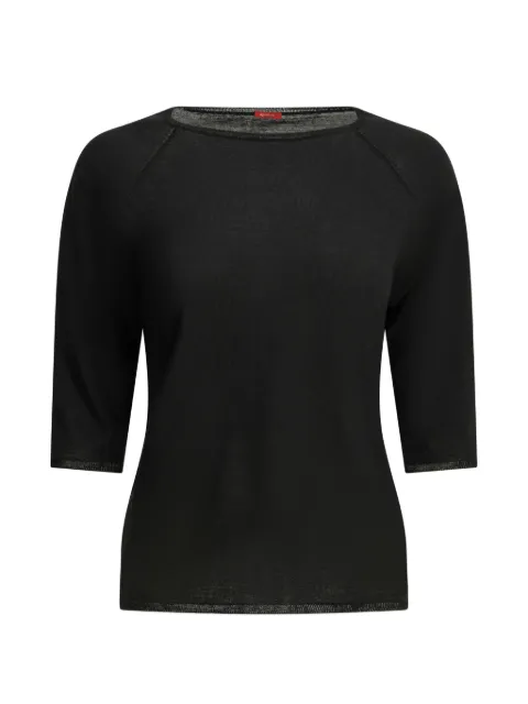 Apuntob raglan-sleeve boat-neck cotton sweater Black P2072TS975NERO