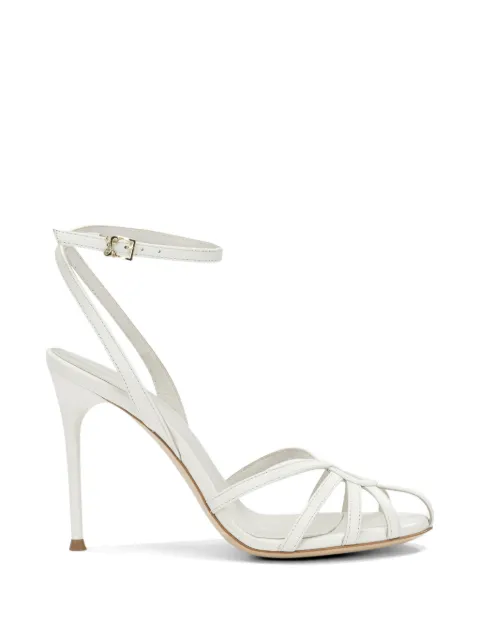 Sergio Levantesi strappy leather heeled sandals White RAYKAV6TRYDEBRIDAL
