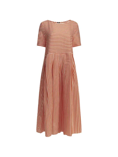 Apuntob striped short-sleeve cotton midi dress Red P2029TS972POMODORO