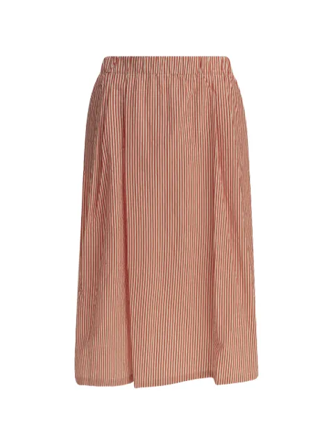 Apuntob striped pleated cotton midi skirt Red P1975TS958MELOGRANO