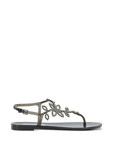 MENGHI crystal-embellished floral-detail sandals White 110SWBLACKGEL