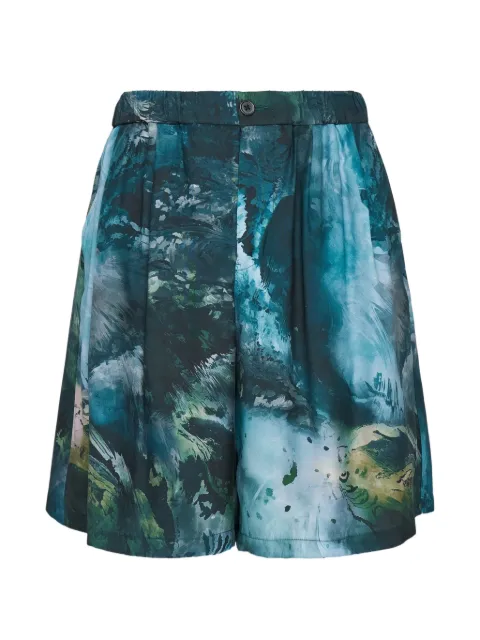 Taakk abstract-print pleated shorts Blue TA26SSPT08900