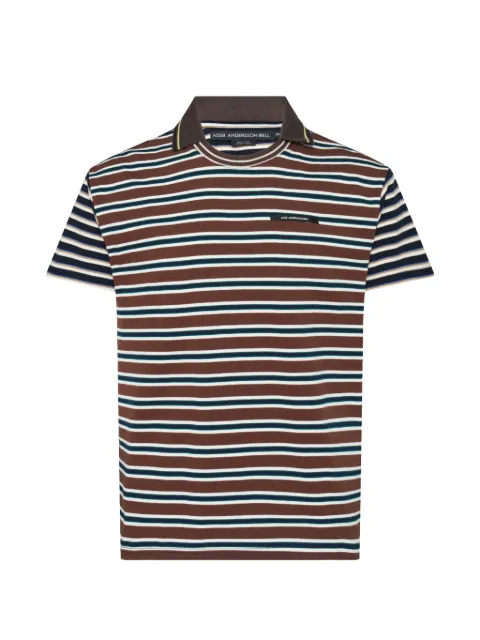 Andersson Bell striped polo-collar T-shirt Brown ATB1546M00