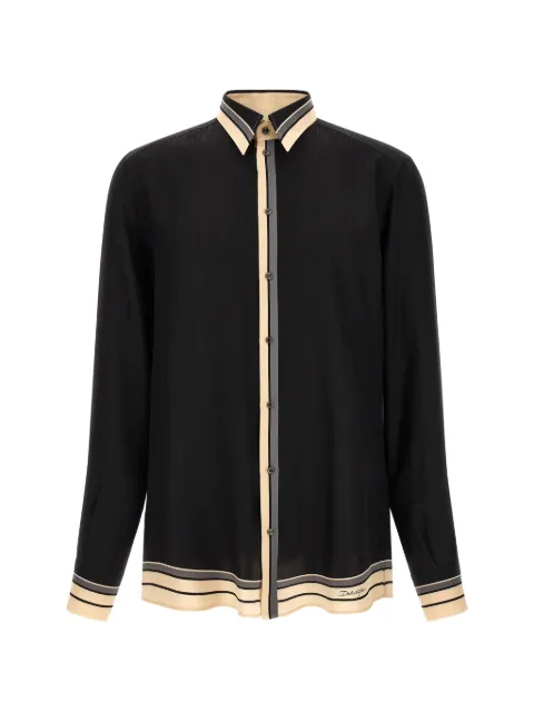 Dolce & Gabbana Martini striped-trim silk shirt Black G5ML1THI11T