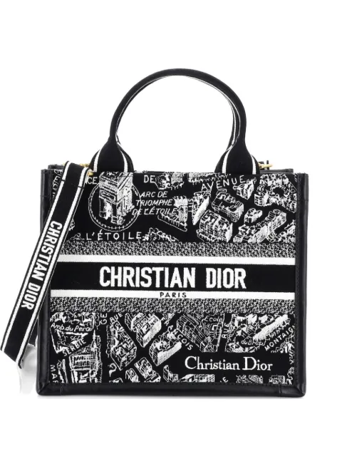 Christian Dior Pre-Owned Book with Strap Embroidered Canvas Small tote bag Black ROWMHAQZLECONQXR