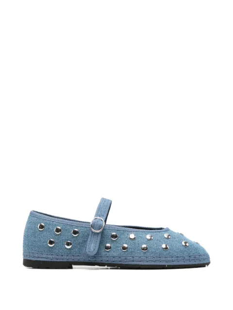 FLABELUS Mae stud-embellished ballet flats Blue MAESILVERDENIM