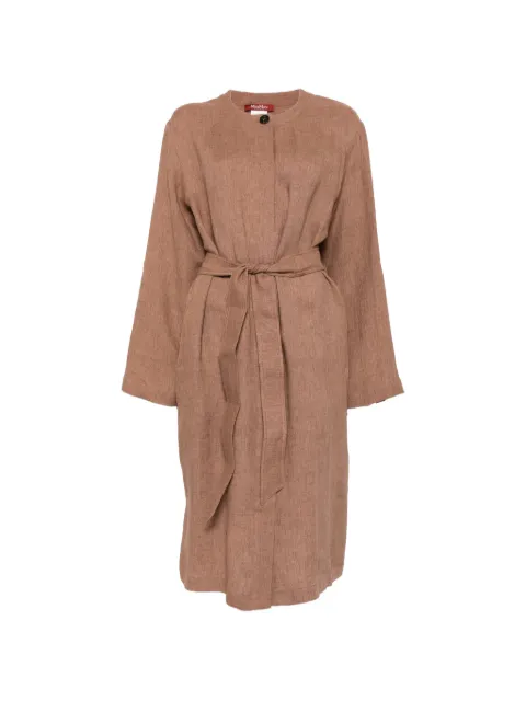 Max Mara Lembo belted long-sleeve midi dress Brown 2616221132600