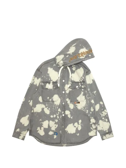 AAPE BY *A BATHING APE® AAPEUNVS splatter-print hooded cotton shirt Grey AAPSTM8571XAQ