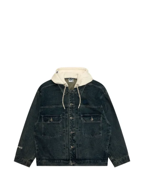 AAPE BY *A BATHING APE® AAPENOW Moonface hooded denim jacket Blue AAPLJM7766XXQ
