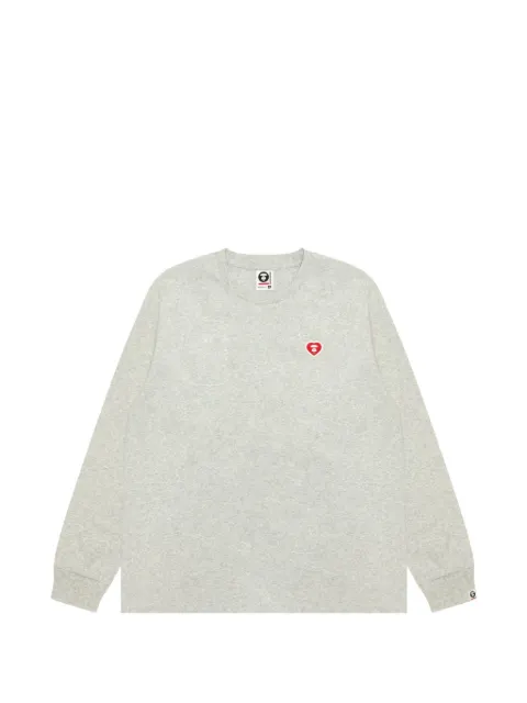 AAPE BY *A BATHING APE® Moonface heart-patch long-sleeve T-shirt Grey AAPLTM1815XAQ