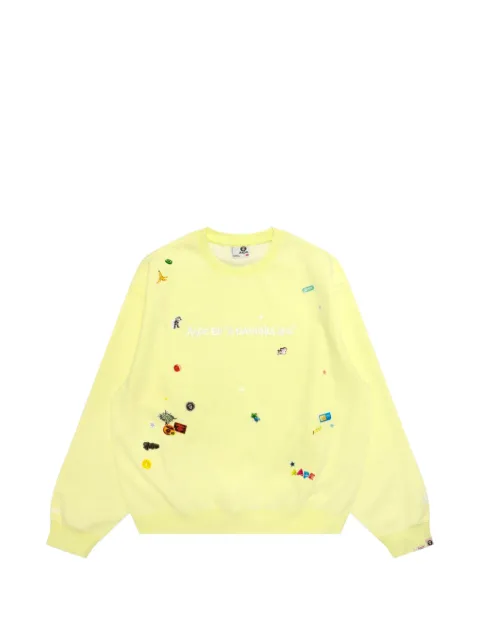 AAPE BY *A BATHING APE® sticker-print crew-neck sweatshirt Yellow AAPSWMD353XAQ